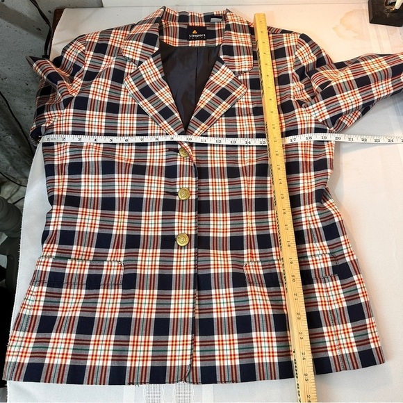 Vintage Liz Claiborne Red White navy blue Blazer Classic Suit Jacket size 8 P - Picture 6 of 8